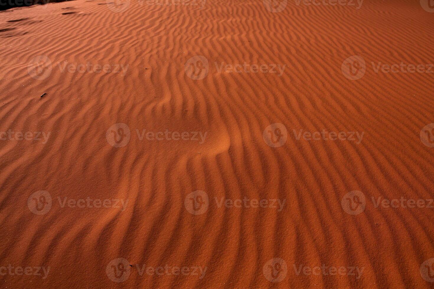 Wadi Rum Desert in Jordan. On the Sunset. Panorama of beautiful sand pattern on the dune. Desert landscape in Jordan. photo