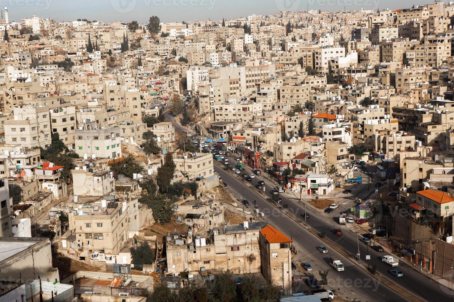 Aerial view of Amman city the capital of Jordan. City scape of Amman. photo