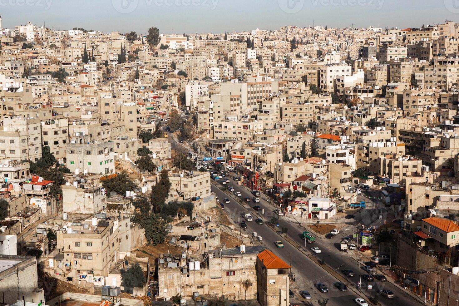 Aerial view of Amman city the capital of Jordan. City scape of Amman. photo