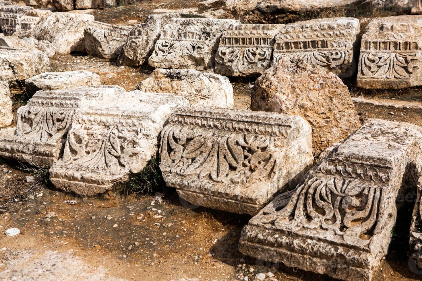 Roman ruins in the Jordanian city of Jerash. The ruins of the walled Greco-Roman settlement of Gerasa just outside the modern city. The Jerash Archaeological Museum. photo