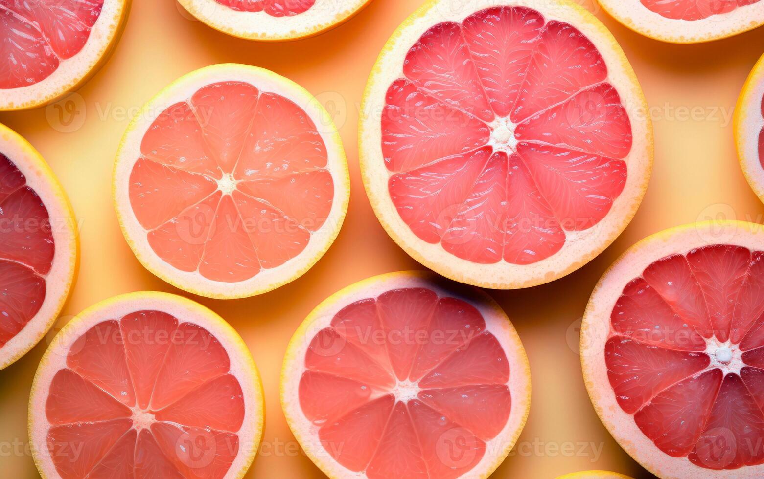 AI generated Fresh grapefruit texture over yellow background. photo