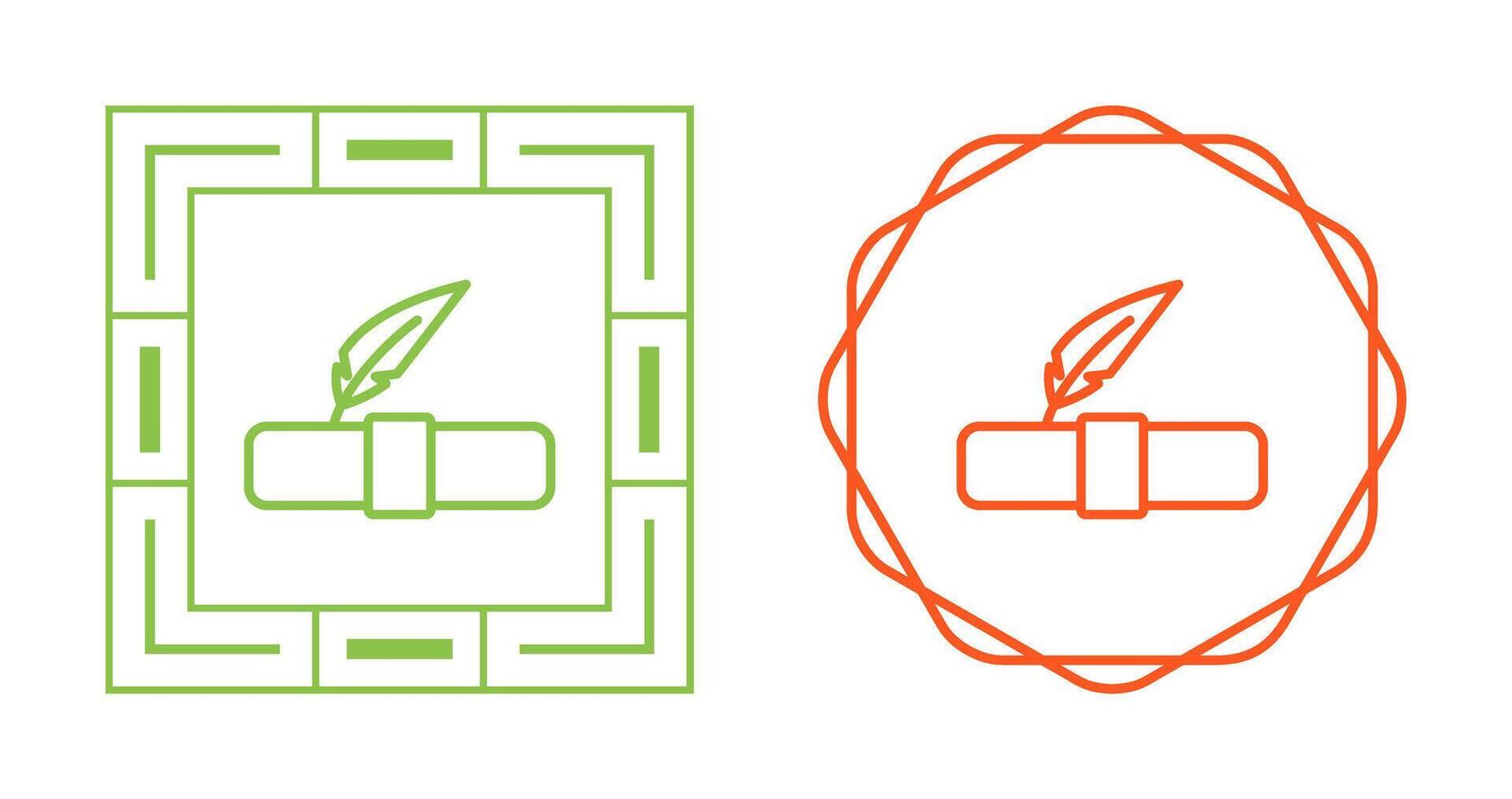 Quill pen with scroll Vector Icon