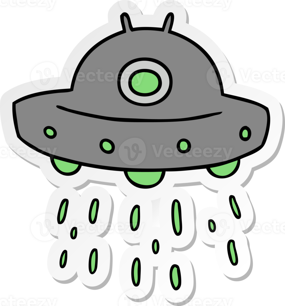 sticker cartoon doodle of an alien ship png