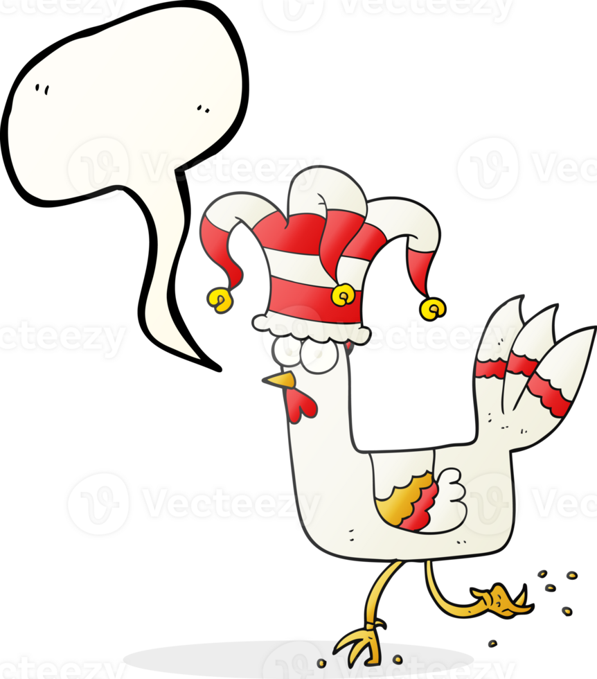 speech bubble cartoon chicken running in funny hat png