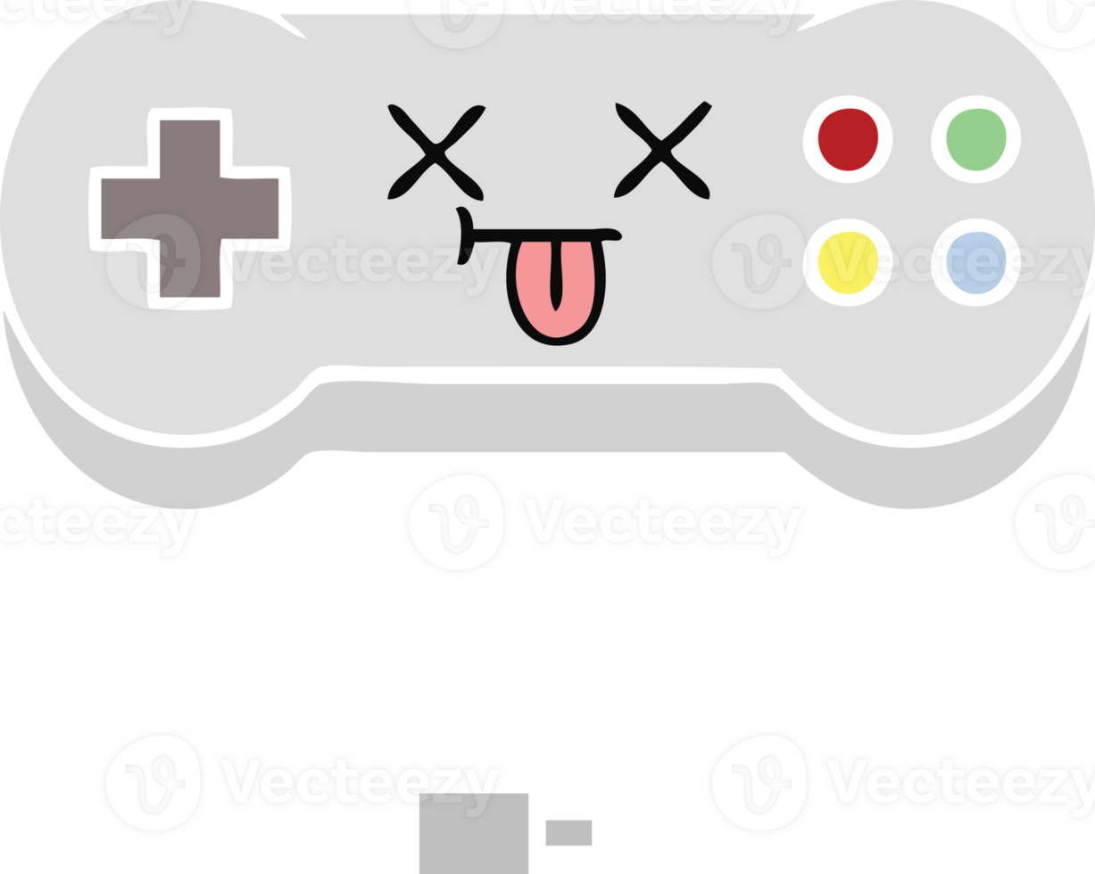 flat color retro cartoon game controller png