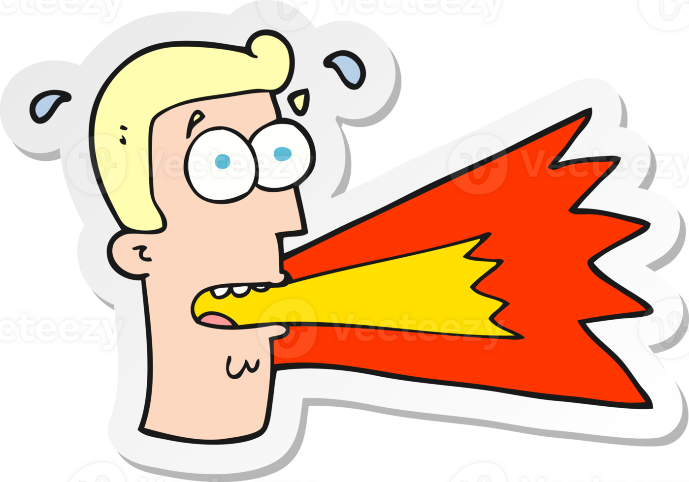 sticker of a cartoon shouting man png