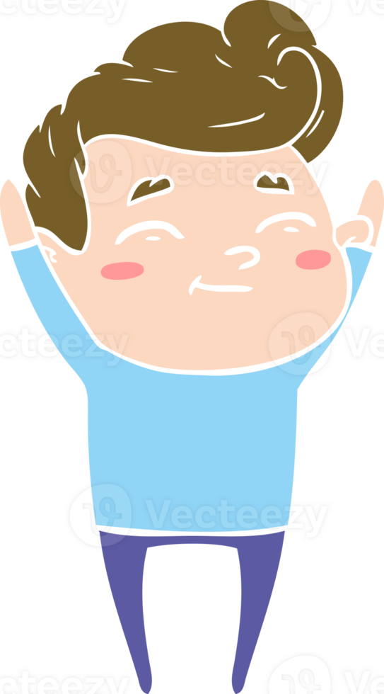 happy flat color style cartoon man png