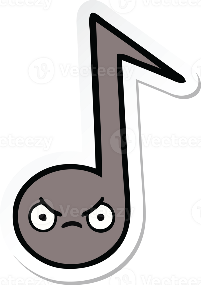 sticker of a cute cartoon musical note png
