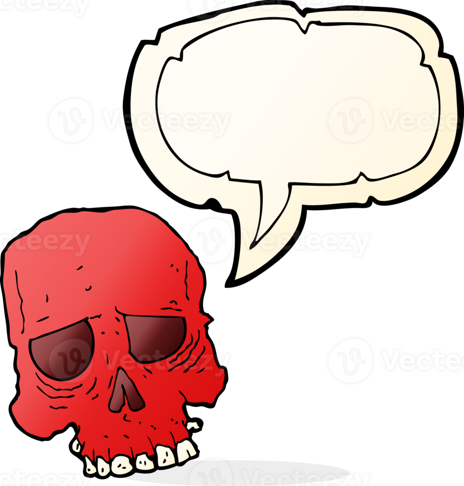 cartoon spooky skull with speech bubble png
