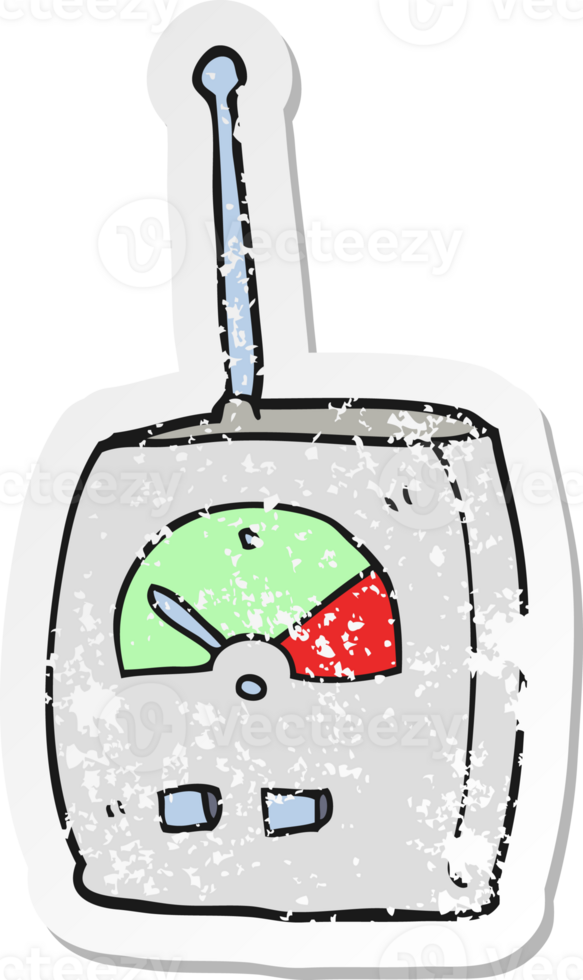 retro nödställda klistermärke av en tecknad vetenskapsutrustning png