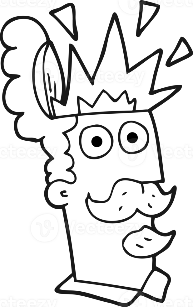 black and white cartoon man with exploding head png