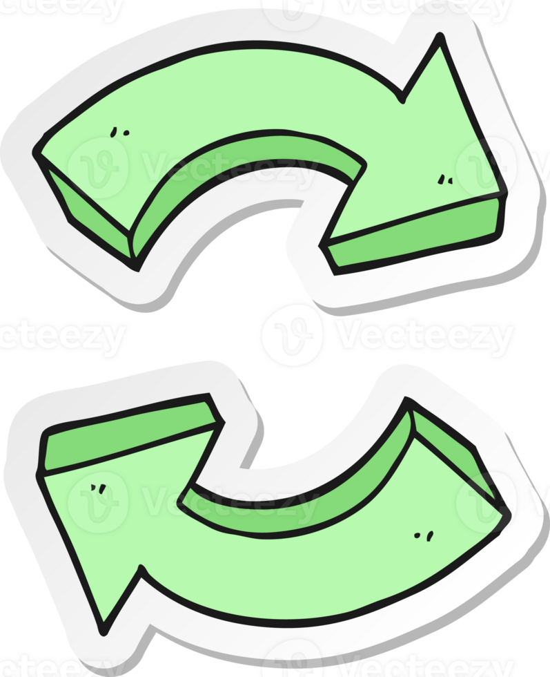 sticker of a cartoon recycling arrows png