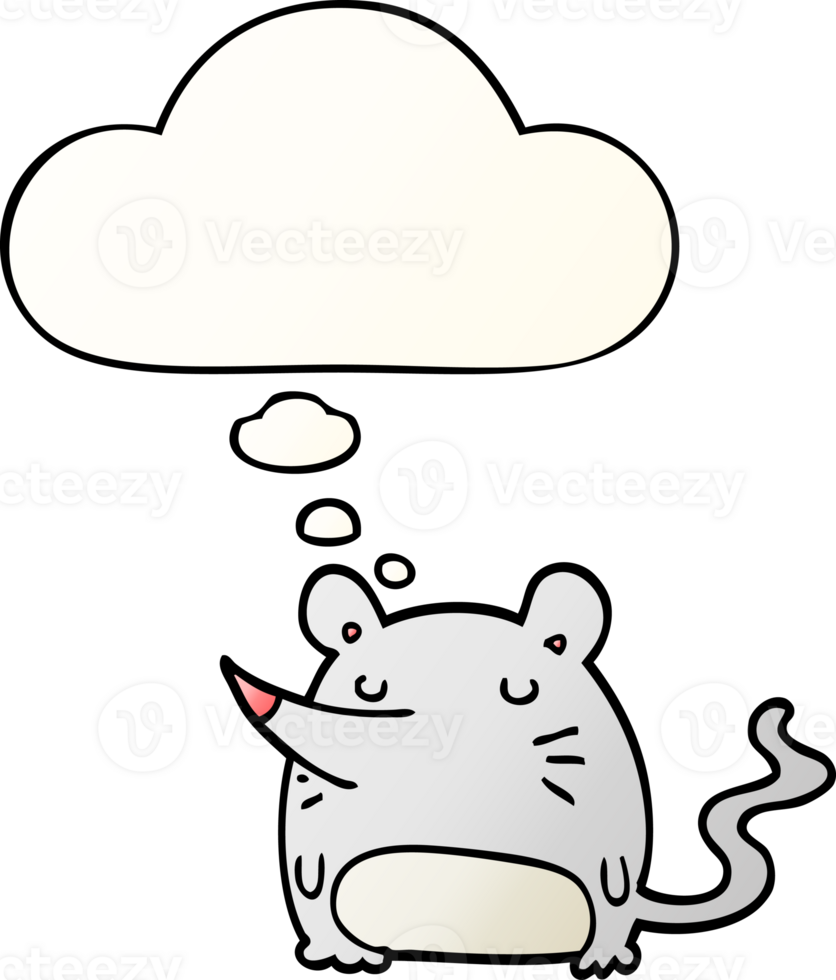 cartoon mouse and thought bubble in smooth gradient style png