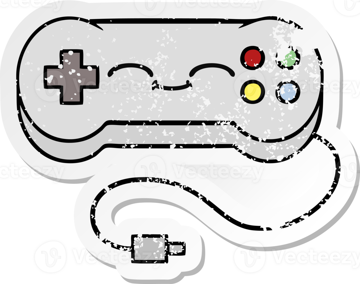 distressed sticker of a cute cartoon game controller png