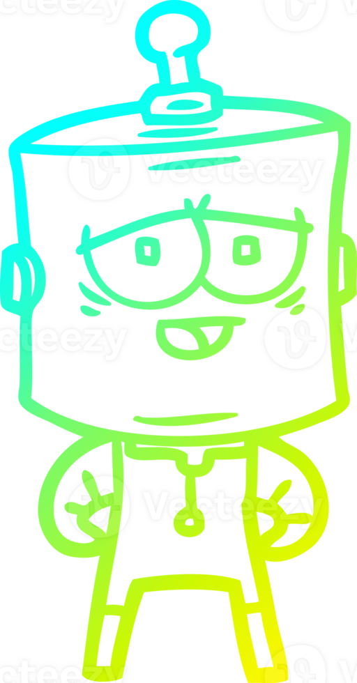 cold gradient line drawing cartoon robot png