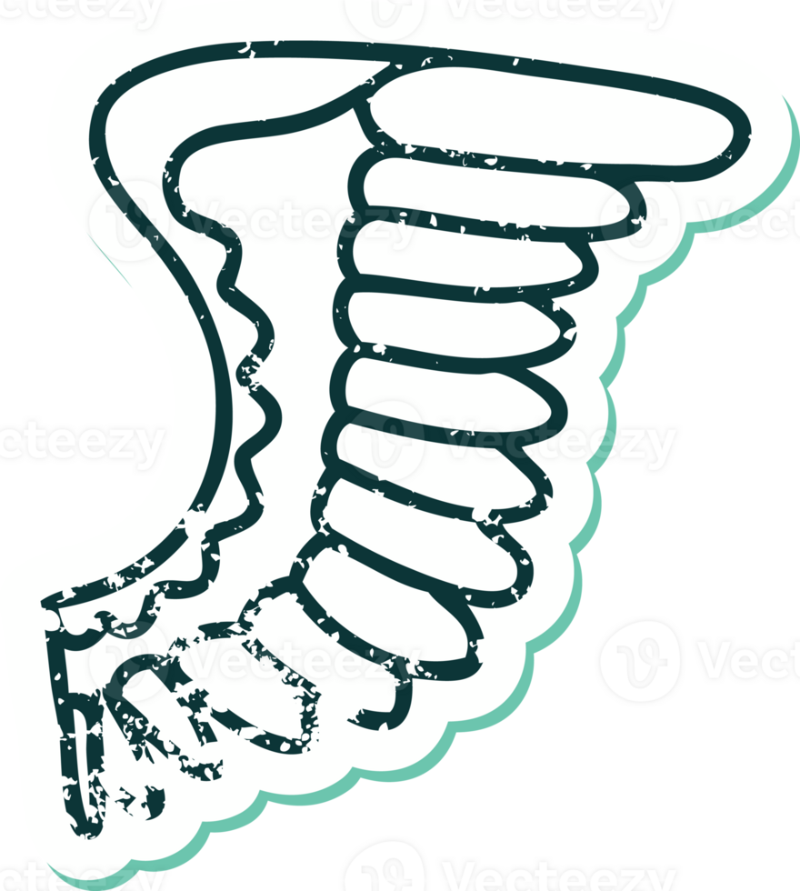 distressed sticker tattoo style icon of a wing png