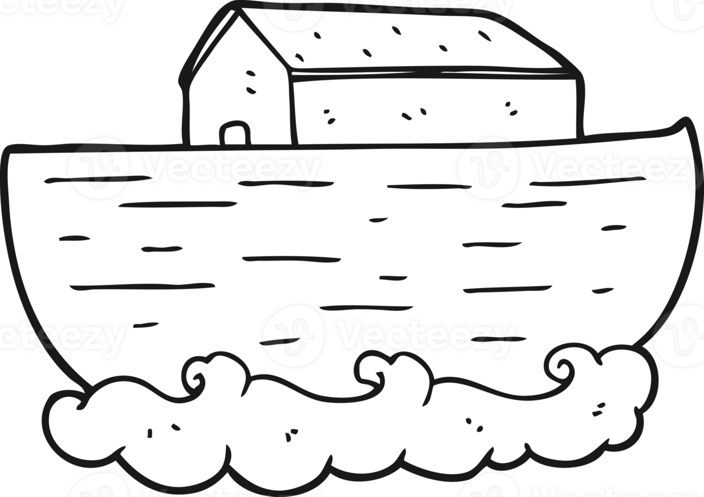 black and white cartoon noah's ark png