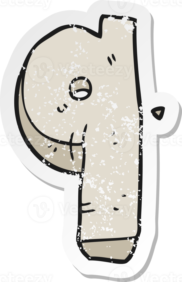 retro distressed sticker of a cartoon stone number nine png