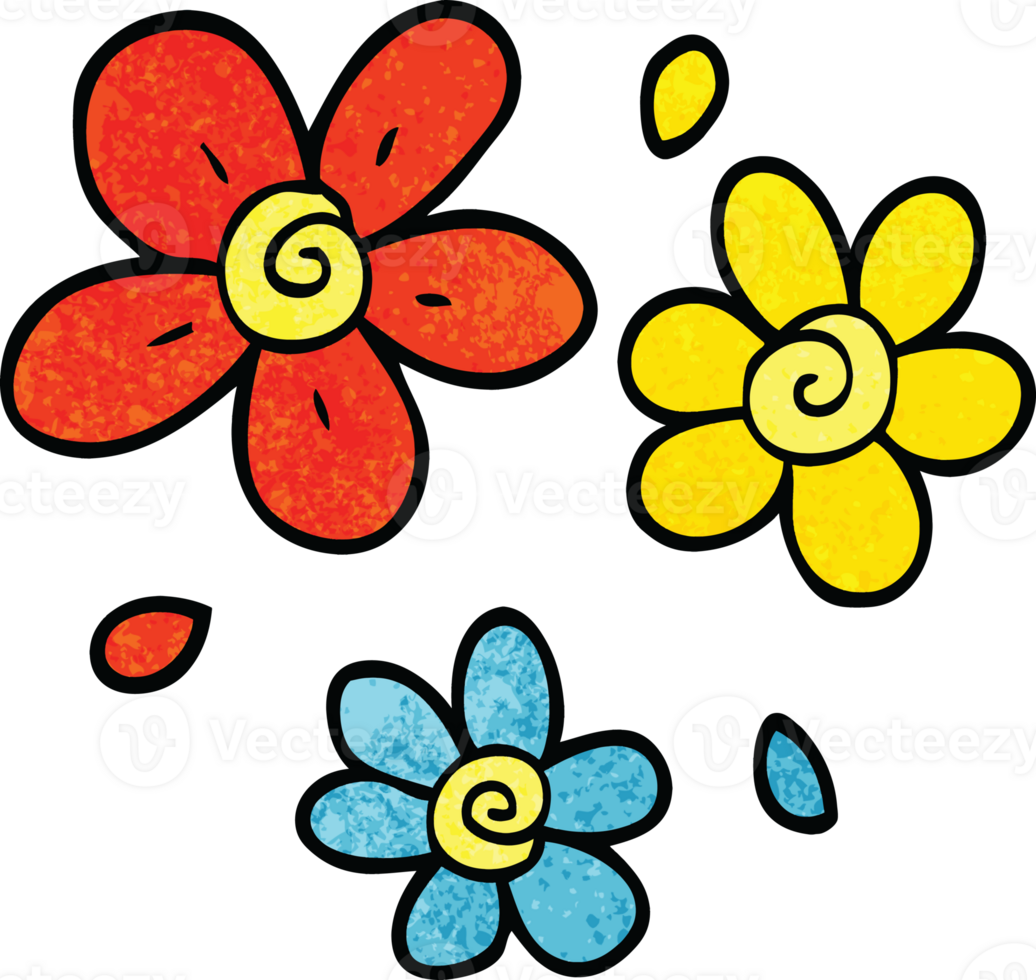 cartoon doodle decorative flowers png