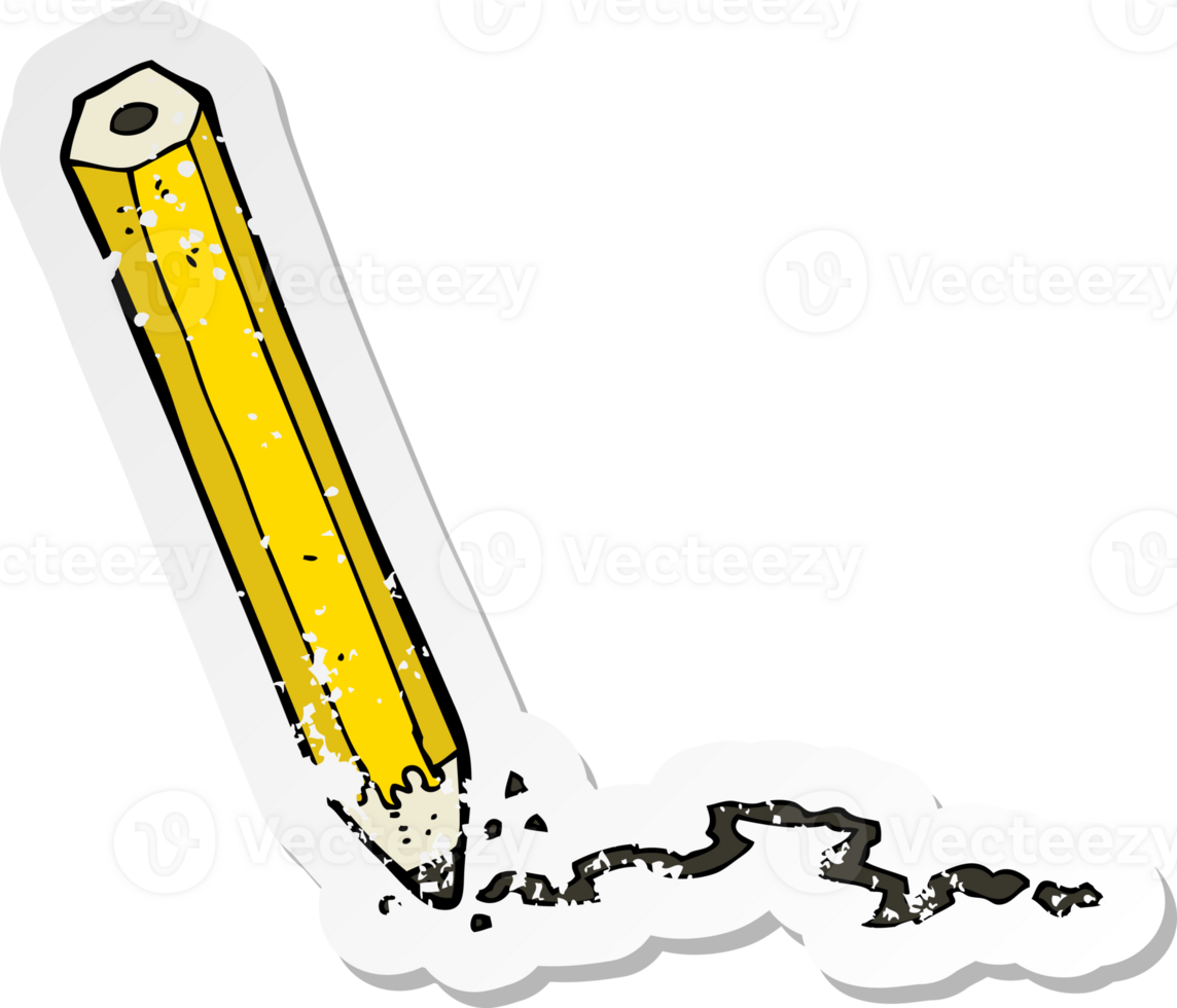 retro distressed sticker of a cartoon pencil png