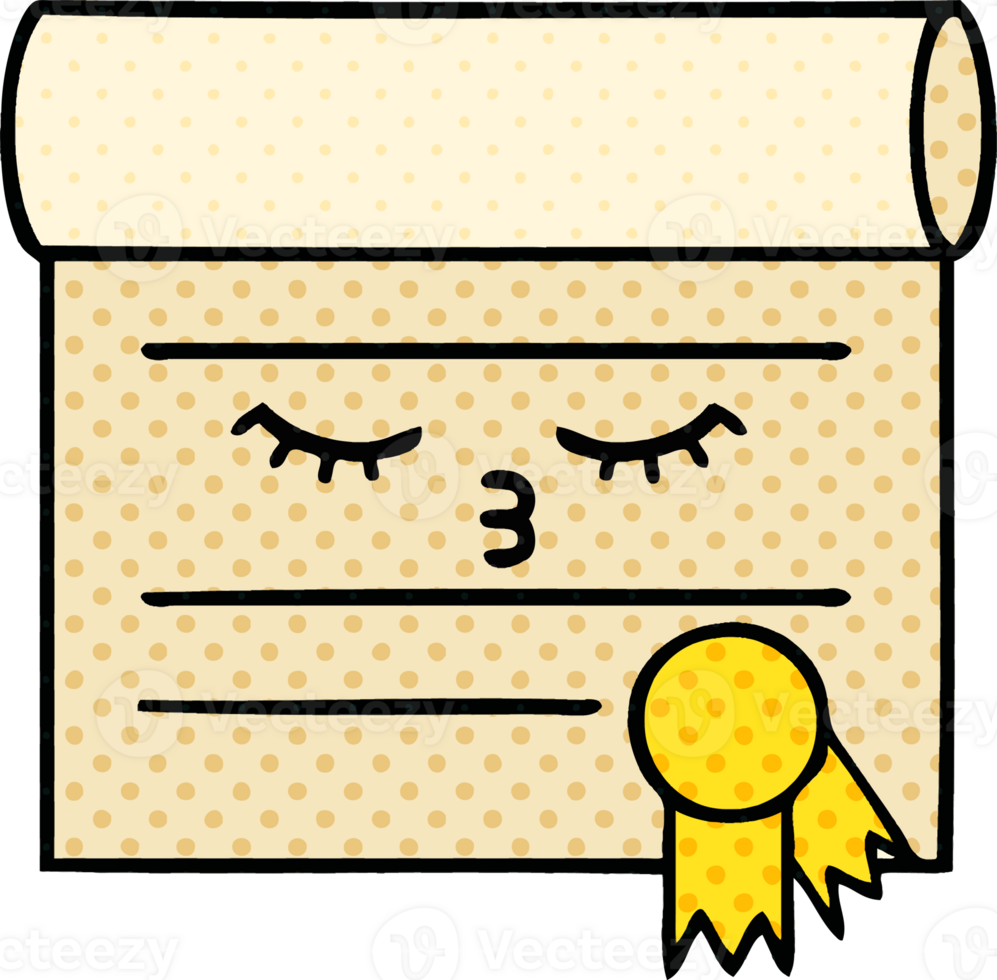 comic book style cartoon certificate png