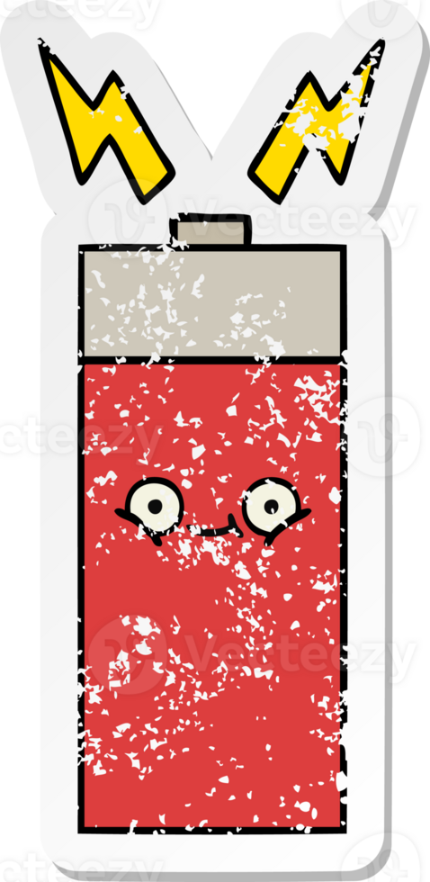 distressed sticker of a cute cartoon battery png