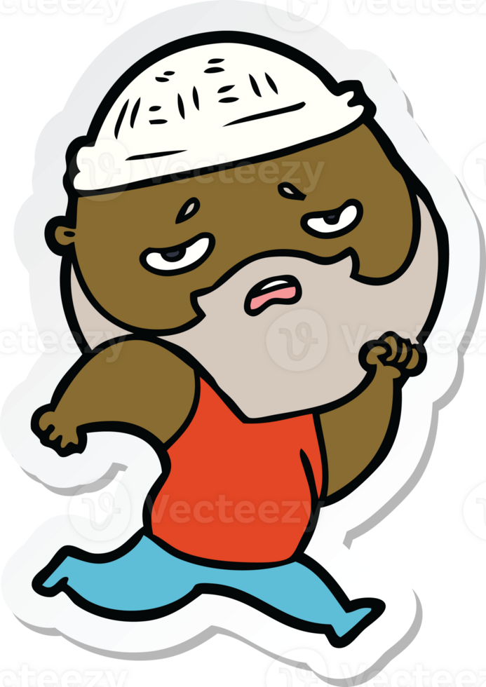 sticker of a cartoon worried man with beard png