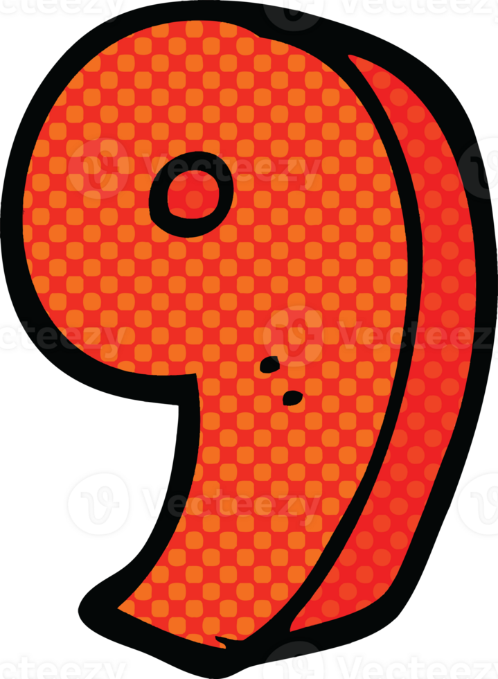 comic book style cartoon number nine png