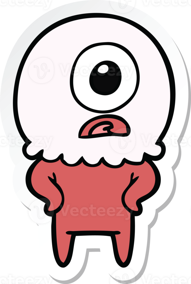 sticker of a cartoon cyclops alien spaceman png