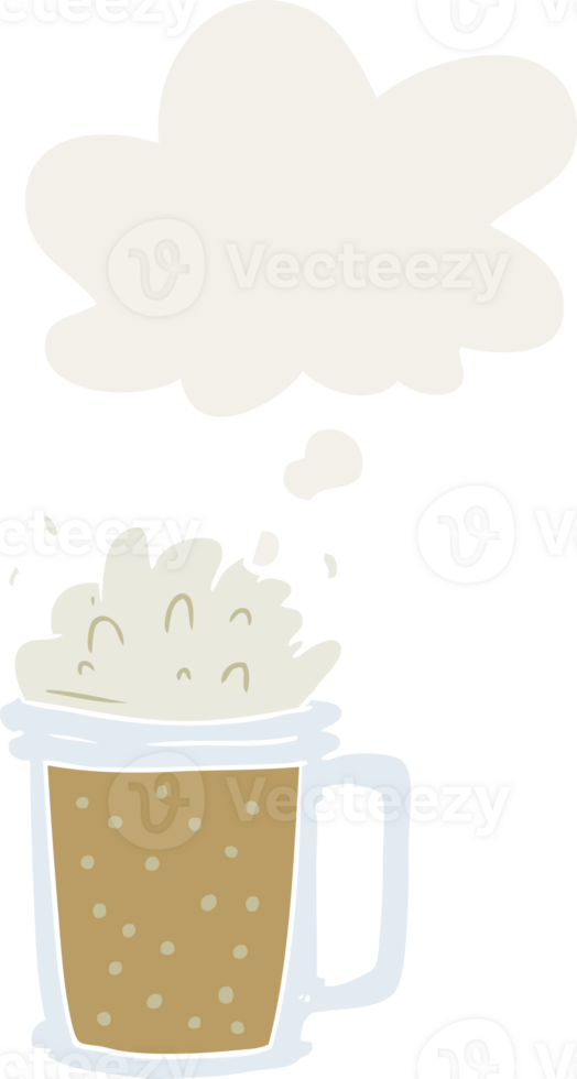 cartoon beer and thought bubble in retro style png