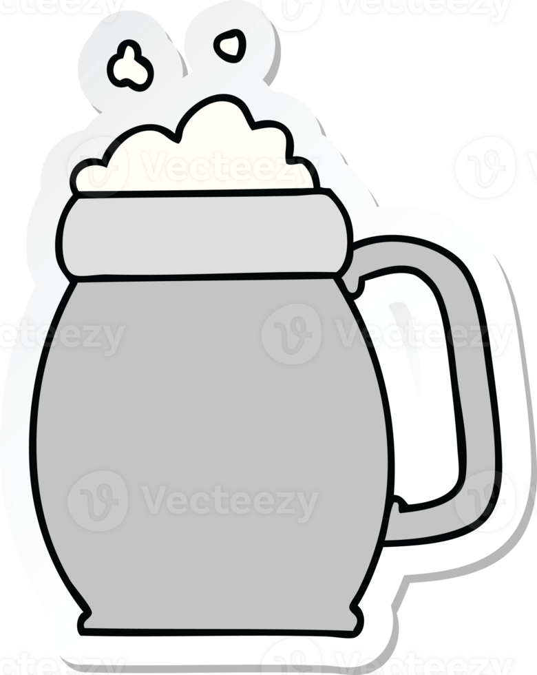 sticker of a quirky hand drawn cartoon pint of beer png