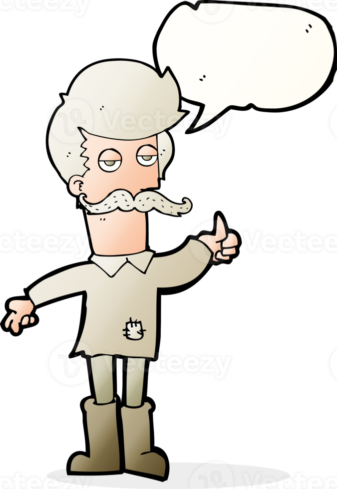 cartoon old man in poor clothes with speech bubble png