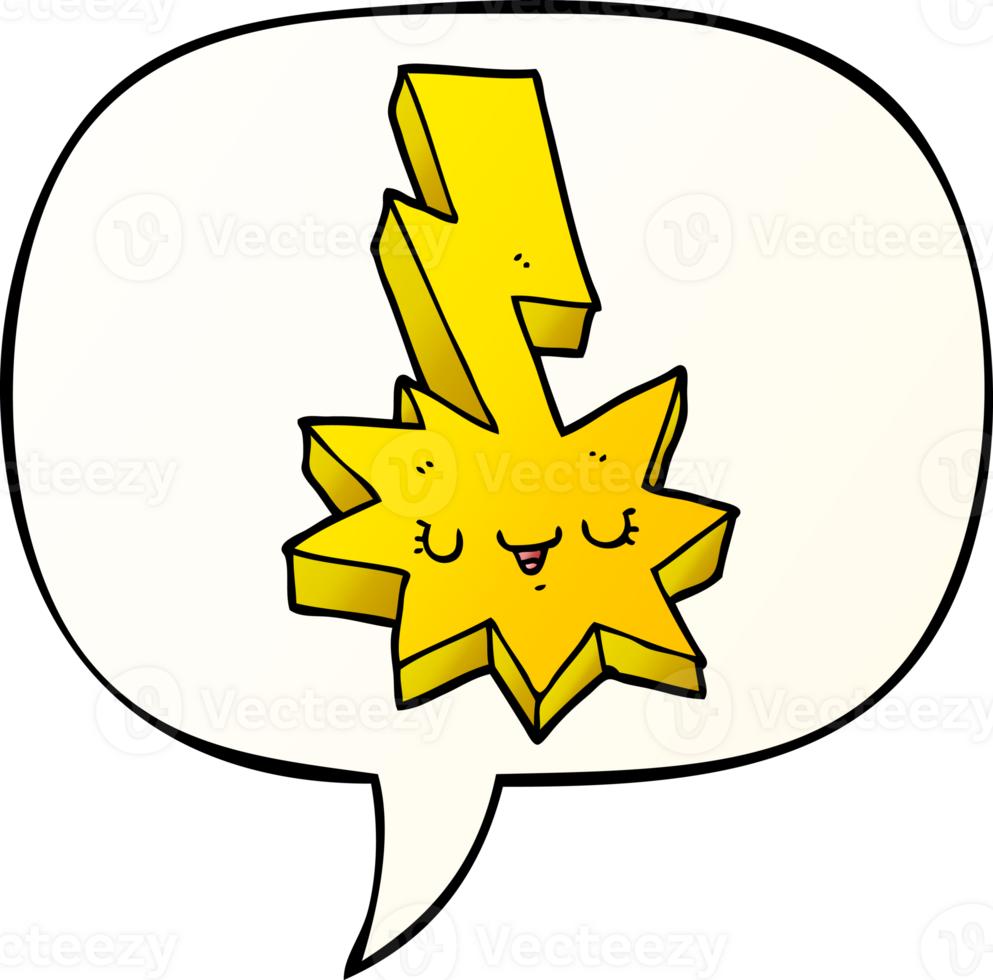 cartoon lightning strike and speech bubble in smooth gradient style png