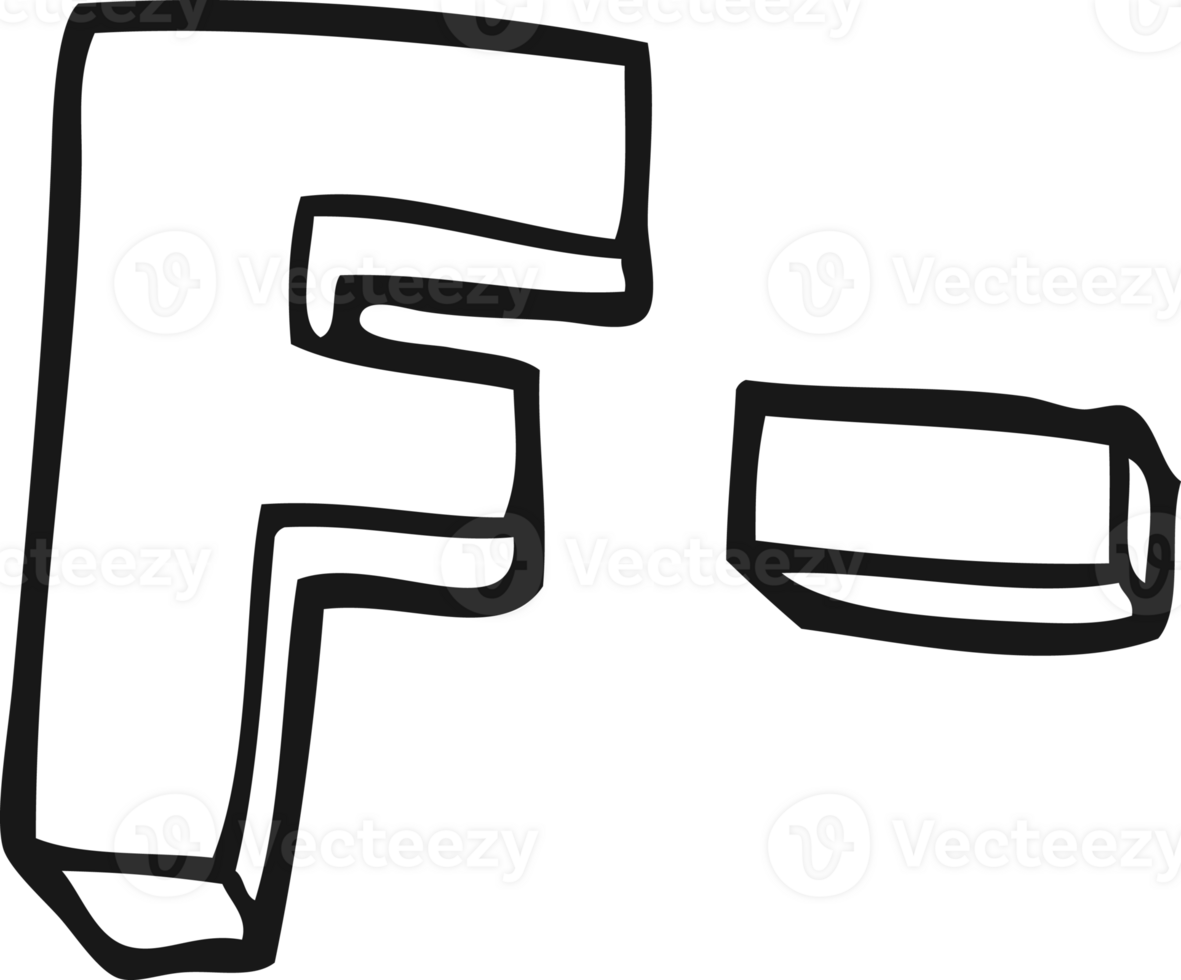 black and white cartoon F grade png