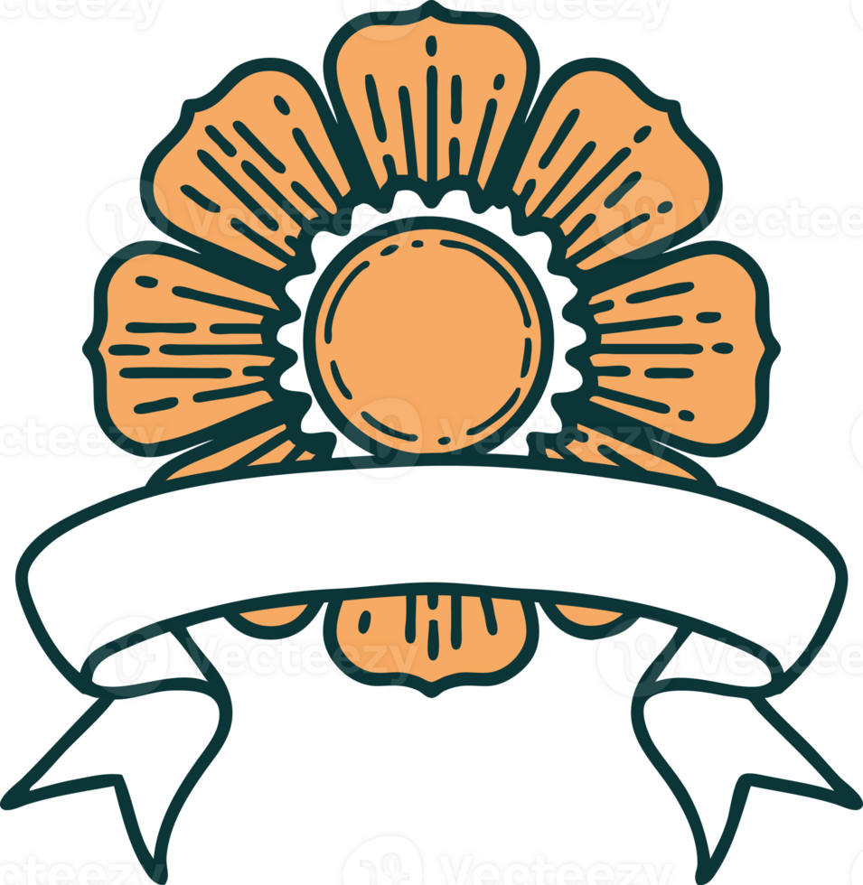 tattoo with banner of a flower png