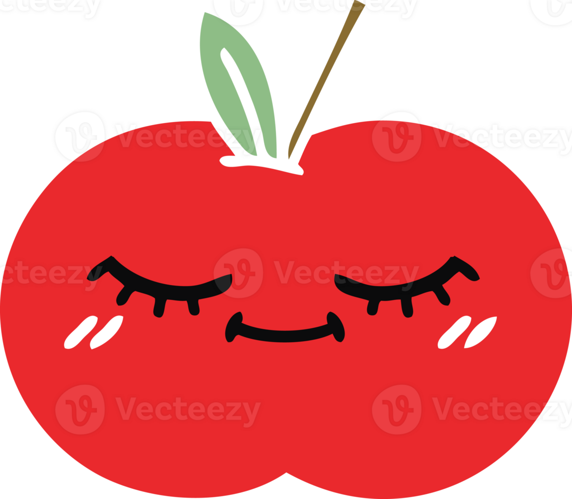 flat color retro cartoon red apple png