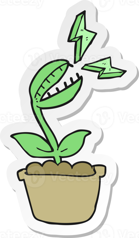 sticker of a cartoon venus fly trap png