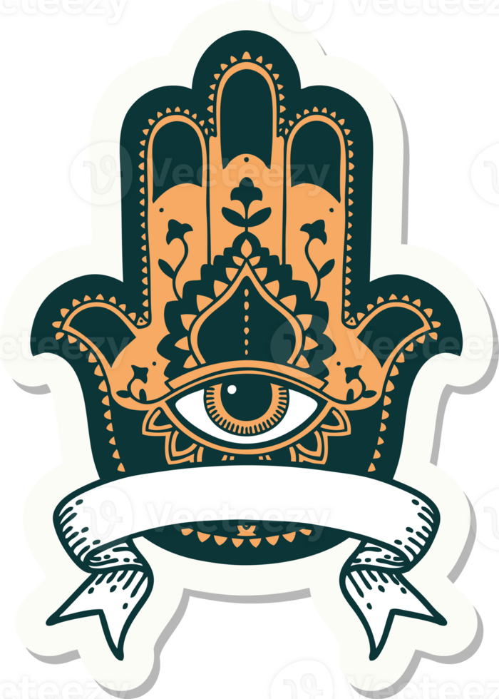 tattoo sticker with banner of a hamza png