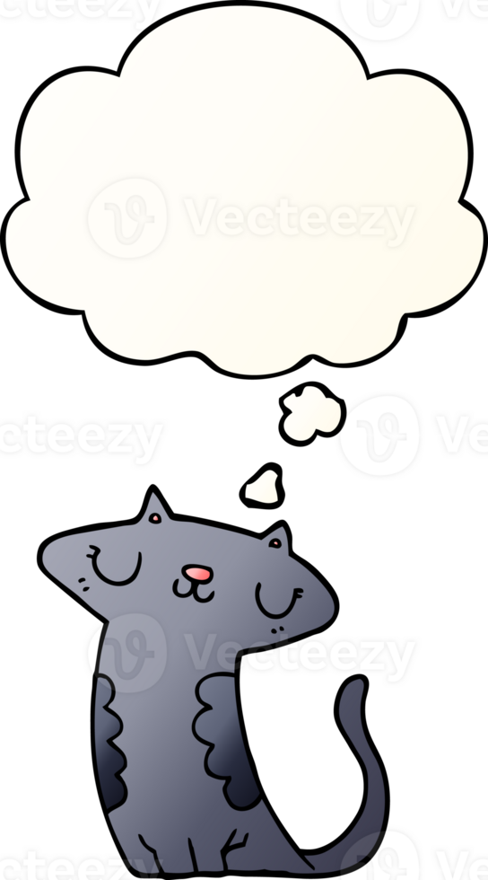 cartoon cat and thought bubble in smooth gradient style png
