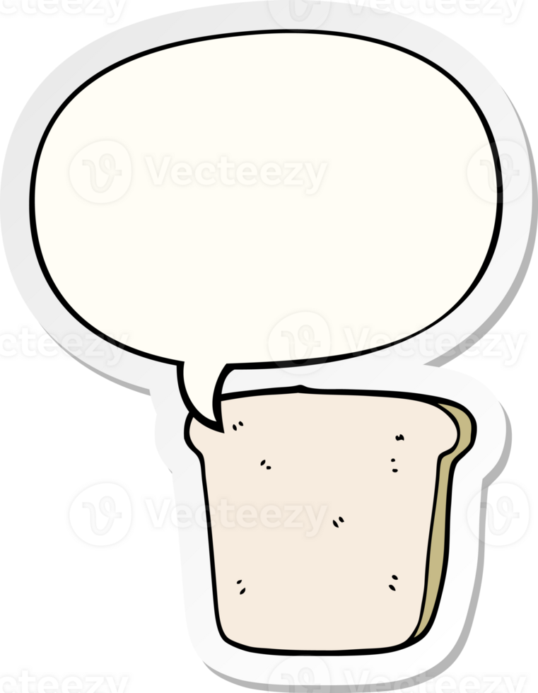cartoon slice of bread and speech bubble sticker png
