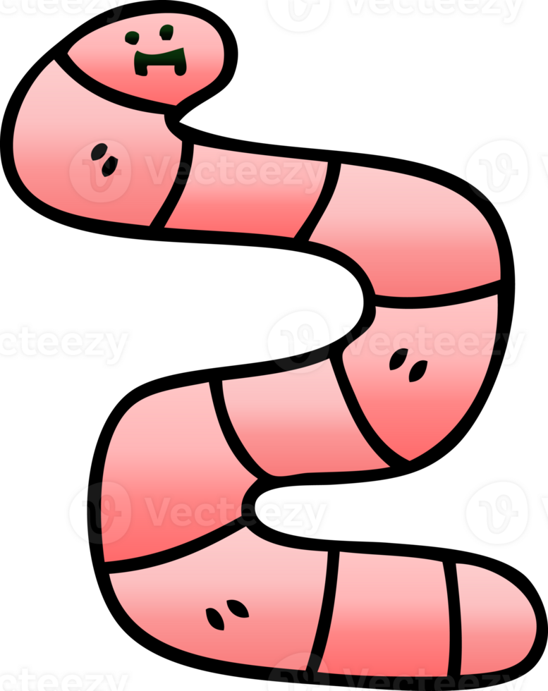 quirky gradient shaded cartoon worm png