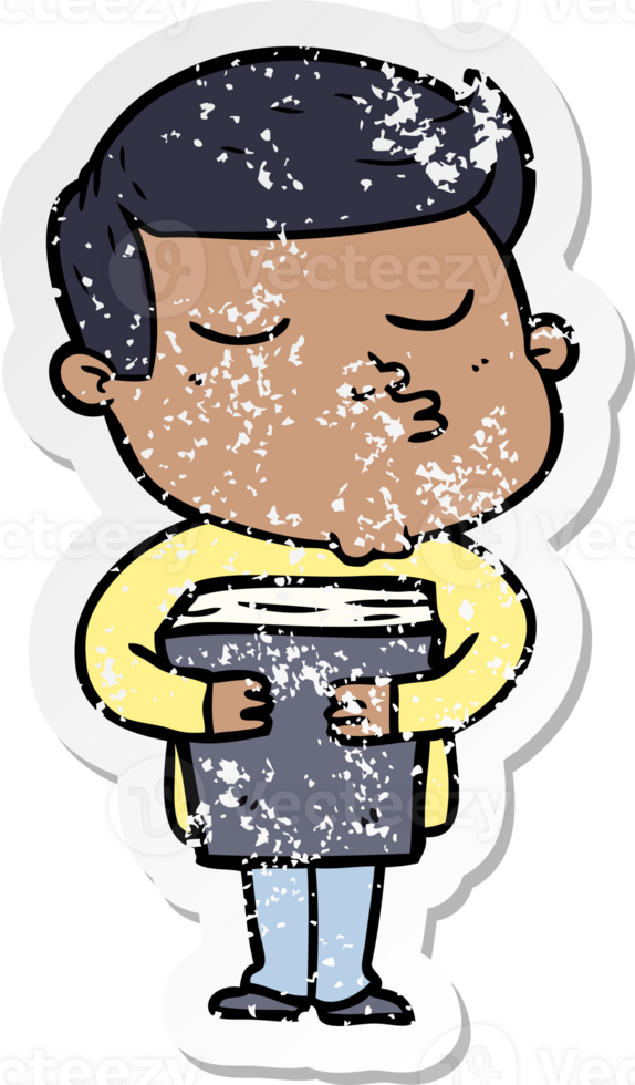 distressed sticker of a cartoon model guy pouting png