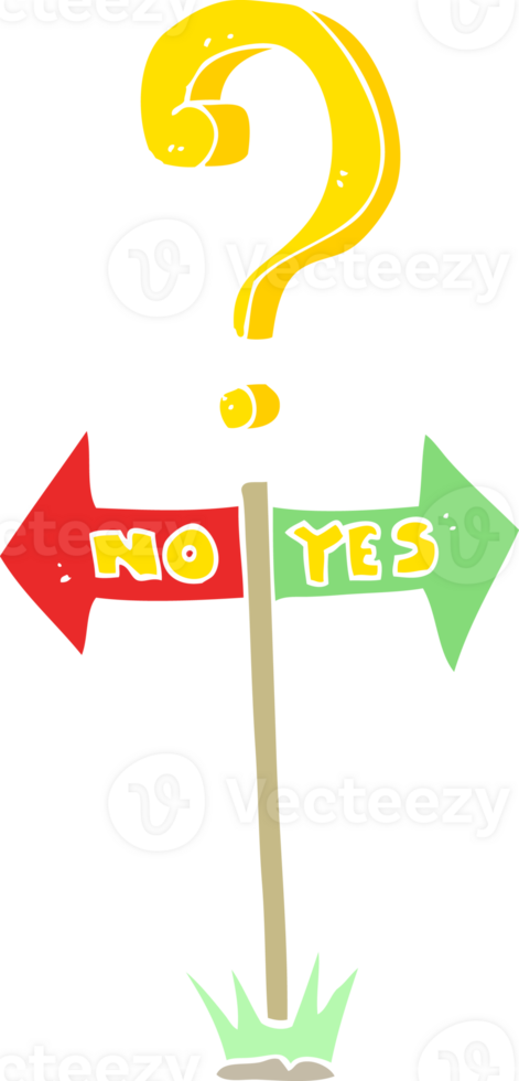 flat color illustration of a cartoon yes and no sign png