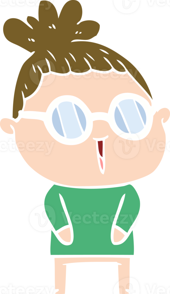 flat color style cartoon woman wearing spectacles png