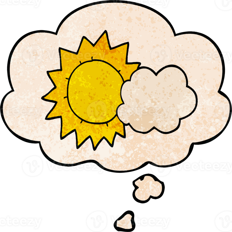 cartoon weather and thought bubble in grunge texture pattern style png