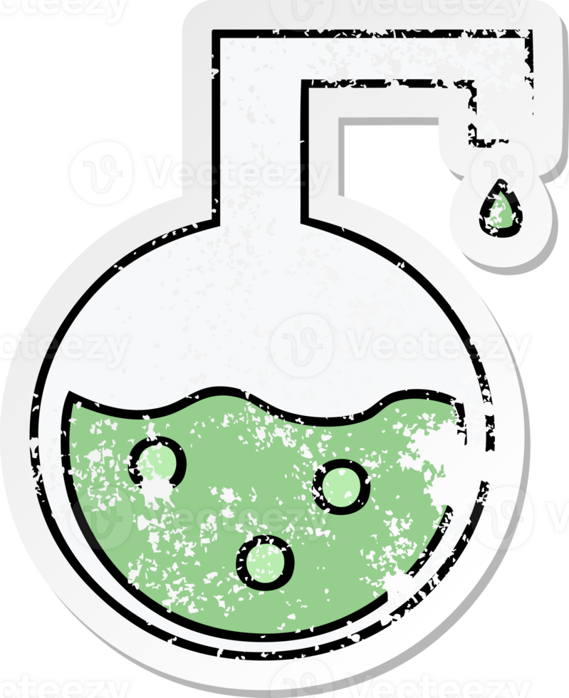 distressed sticker of a cute cartoon science experiment png