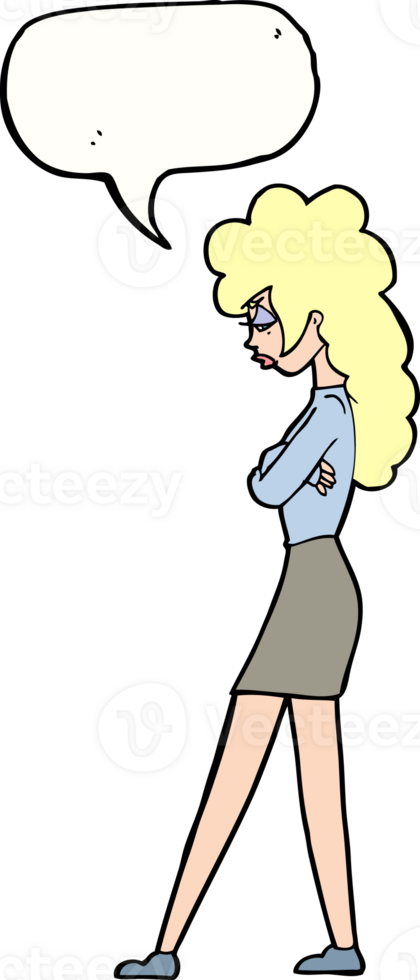 cartoon annoyed woman with speech bubble png