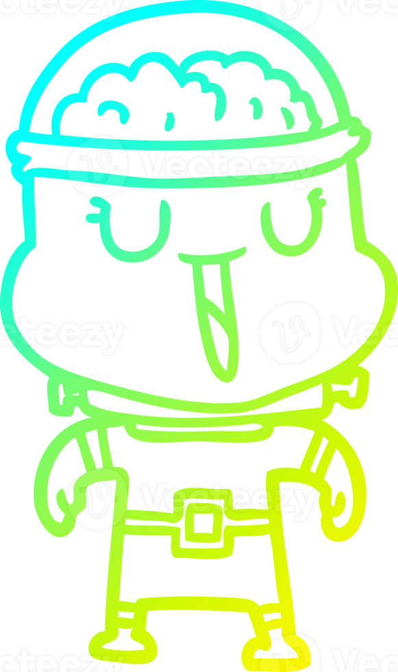 cold gradient line drawing happy cartoon robot png