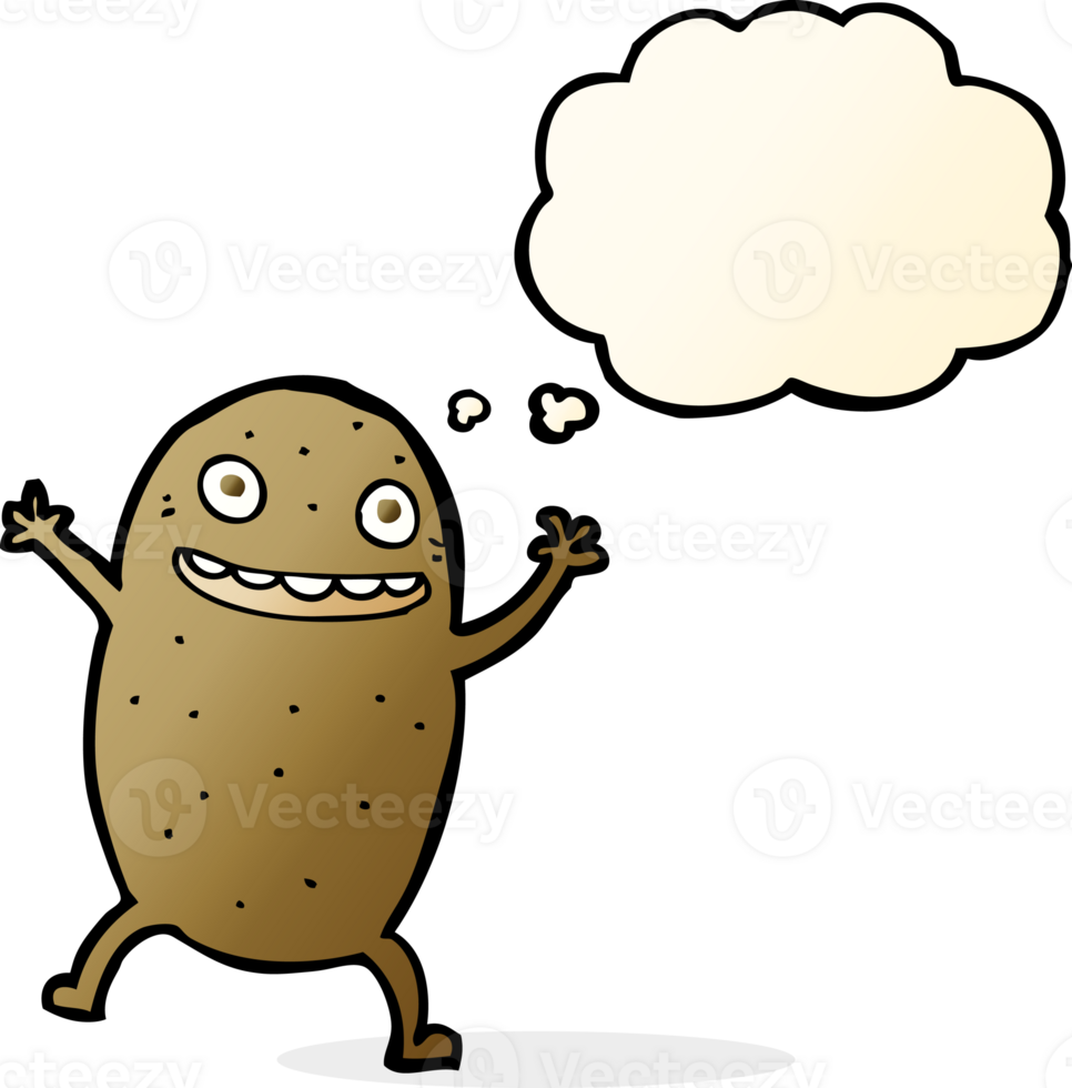 cartoon happy potato with thought bubble png
