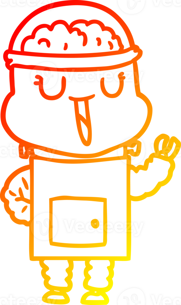warm gradient line drawing happy cartoon robot png